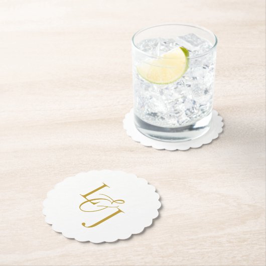 Imitation Gold Couple Initials Monogram Wedding Untersetzer (Vor Ort)