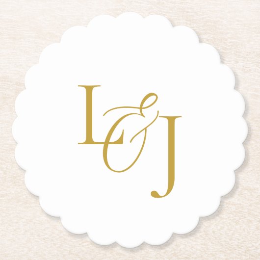 Imitation Gold Couple Initials Monogram Wedding Untersetzer (Vorderseite)