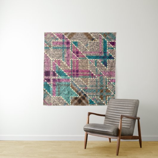 Imitation of indian patchwork pattern with texture wandteppich (Beispiel (Horizontal))