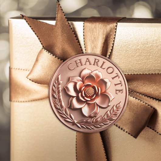 Imitats 3D Luxus Rose Gold Peony und Laurel Wreath Runder Aufkleber