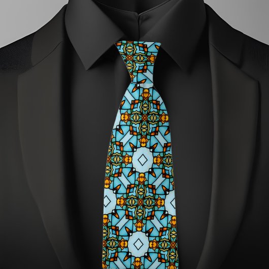 Imitats aus Glas Gold Blue Raute Netscape Necktie Krawatte