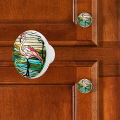 Imitats aus Glas Tropischer Flamingo Keramikknauf