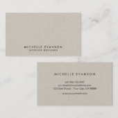 Imitats Beige Linen Elegant Luxe Beruflich Visitenkarte (Vorne/Hinten)