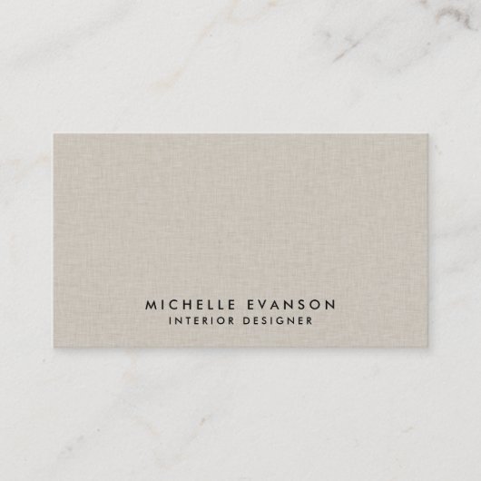 Imitats Beige Linen Elegant Luxe Beruflich Visitenkarte (Vorderseite)