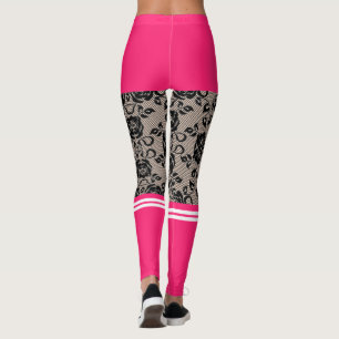 Imitats Black Lace Fishnet mit rosa Kurz und Socke Leggings