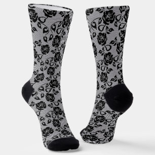 Imitats Black Lace Fishnet Socks Romantische Socken