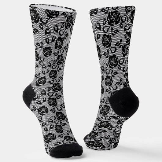 Imitats Black Lace Fishnet Socks Romantische Socken (Gewinkelt)