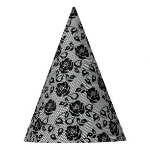Imitats Black Lace Rose Fishnet Party Hat Partyhütchen
