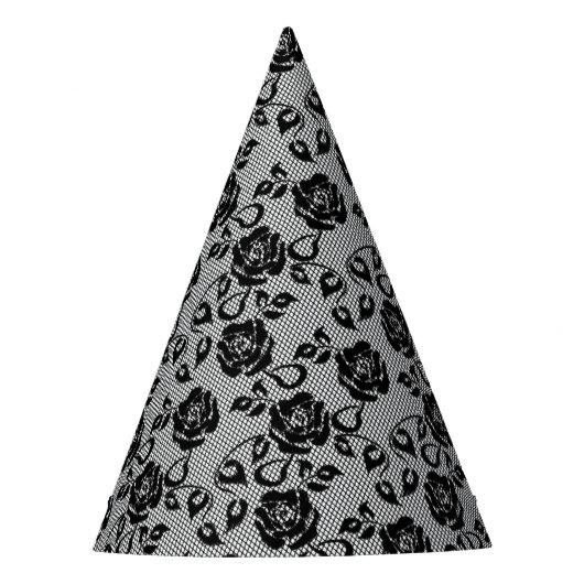 Imitats Black Lace Rose Fishnet Party Hat Partyhütchen (Vorderseite)