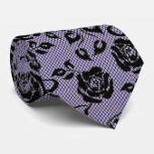 Imitats Black Rose Lace Fishnet Neck Tie - Lila Krawatte (Gerollt)