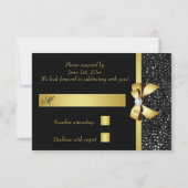 Imitats Black Sequins Gold Bow UAWG RSVP Karte (Rückseite)