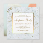 Imitats Blauer Marmor mit Foto Überraschung Party Einladung (Vorne/Hinten)