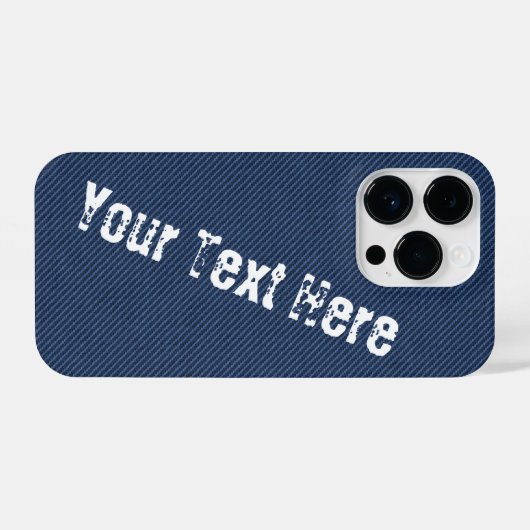 Imitats Blue Denim Fabric Custom Text iPhone Case Hülle (Rückseite (Horizontal))