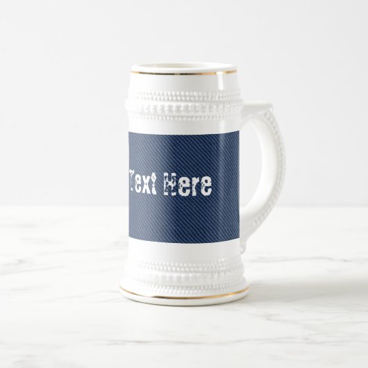 Imitats Blue Jeans Denim Custom Text Beer Stein Bierglas (VorderseiteRechts)