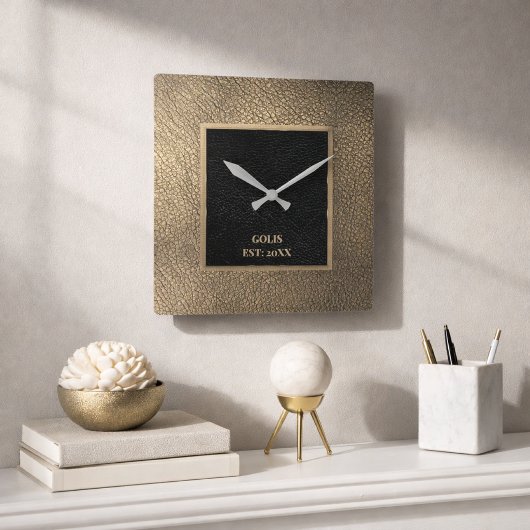 Imitats braunes schwarzes Leder Wand Uhr