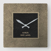 Imitats braunes schwarzes Leder Wand Uhr (Vorderseite)