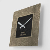 Imitats braunes schwarzes Leder Wand Uhr (Winkel)