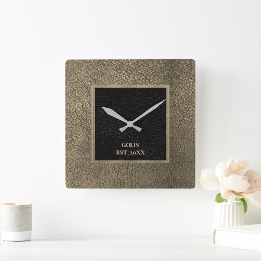 Imitats braunes schwarzes Leder Wand Uhr (Zuhause)