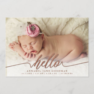 Imitats Bronze Baby Birth Ankündigung Foto-Karten