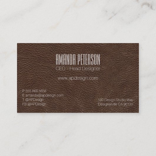 Imitats Brown Leather Designer Business Cards Visitenkarte (Rückseite)