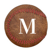Imitats Brown Leather Modern Monogram Baseball (Vorderseite Links)