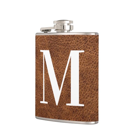 Imitats Brown Leather Modern Monogram Flachmann (Links)