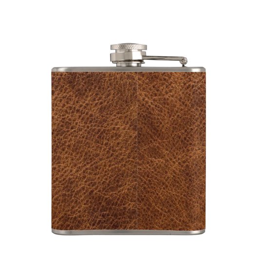 Imitats Brown Leather Modern Monogram Flachmann (Rückseite)