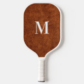 Imitats Brown Leather Modern Monogram Pickleball Schläger (Rückseite)