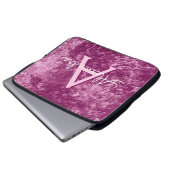 Imitats Burgundy Lila Velvet Muster Monogramm Laptopschutzhülle (Vorne Knopf)