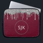 Imitats Burgundy Silver Drilling Glitzer Monogram Laptopschutzhülle<br><div class="desc">Silver und Burgundy Red Imitats Dripping Glitzer und Sparkle Elegant Mit Monogramm Initials Case. Dieser Fall kann so angepasst werden,  dass er Ihren Anfangs- und Vornamen enthält.</div>