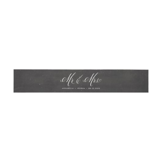 Imitats Chalkboard Mr. & Mrs. Elegant Script Weddi Einladungsbanderole (Flach)