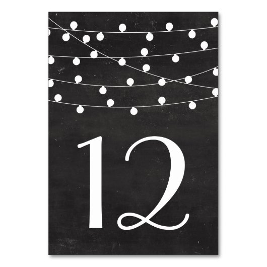 Imitats Chalkboard String Lights Tischnummer Card (Vorderseite)