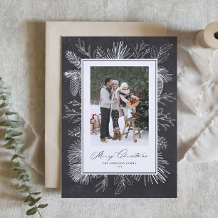 Imitats Chalkboard Vintag Botanisches Weihnachtsfe Feiertagskarte
