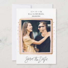 Imitats Confetti Rosa Weiße Foto Save the Date Kar