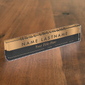 Imitats Copper Bronze Black Elegante Moderne Kunst Namensplakette (Seite)