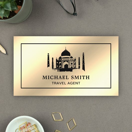 Imitats Cream Gold Foil Taj Mahal Agent Visitenkarte