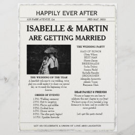 Imitats Deckle Edge Black and White Newspaper Wedd Flyer