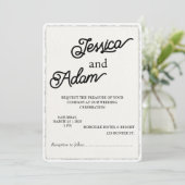 Imitats Deckle Edge Papier Einladung Script Hochze (Stehend Vorderseite)