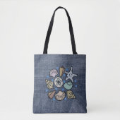 Imitats Denim Patchwork Seashell Art Bag Tasche (Vorderseite)