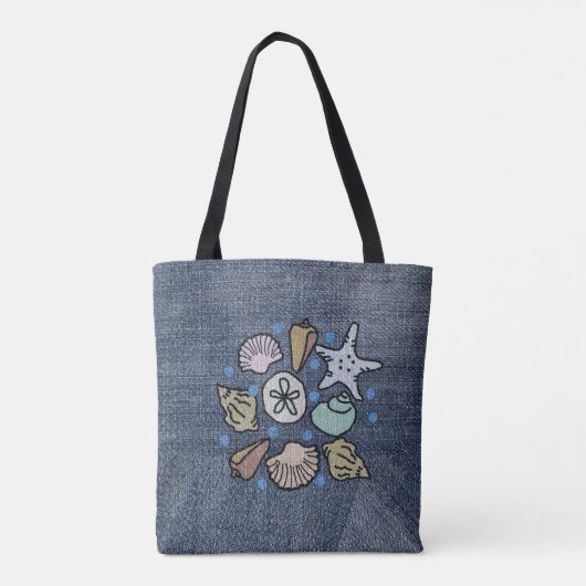 Imitats Denim Patchwork Seashell Art Bag Tasche (Rückseite)