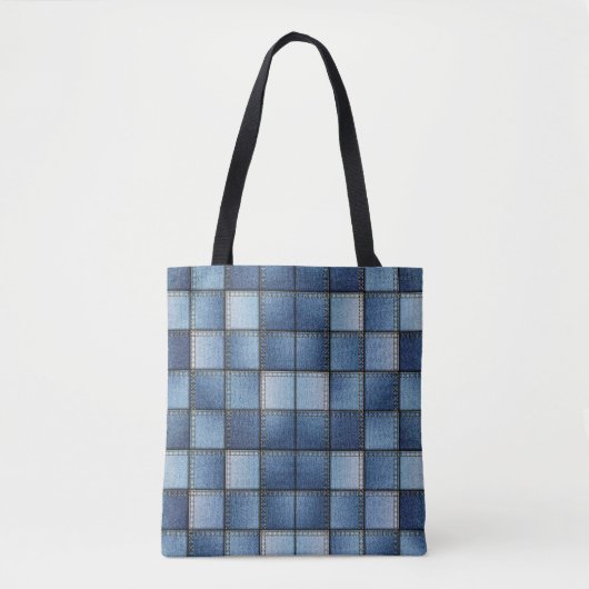 Imitats Denim Patchwork Tasche (Vorderseite)