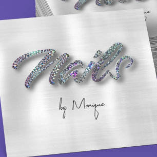 Imitats Diamonds Holographic Nails Business Card