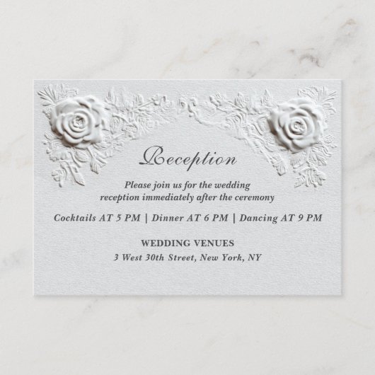 Imitats Embossed Rose Script Empfang Hochzeit Begleitkarte (Vorderseite)