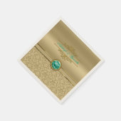 Imitats Emerald Green Gemstone Metallic Gold Damas Serviette (Ecke)