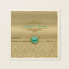 Imitats Emerald Green Gemstone Metallic Gold Damas Serviette