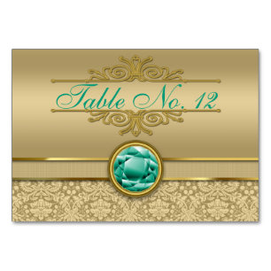 Imitats Emerald Green Gemstone Metallic Gold Damas Tischnummer