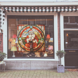 Imitats Festglass Jolly Santa Claus Grosses Fensteraufkleber