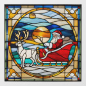 Imitats Festverglaster Santa Claus in Sleigh Gewar Fensteraufkleber (Blatt)