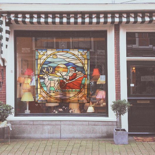 Imitats Festverglaster Santa Claus in Sleigh Gewar Fensteraufkleber