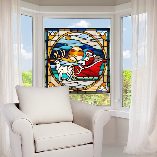 Imitats Festverglaster Santa Claus in Sleigh Gewar Fensteraufkleber